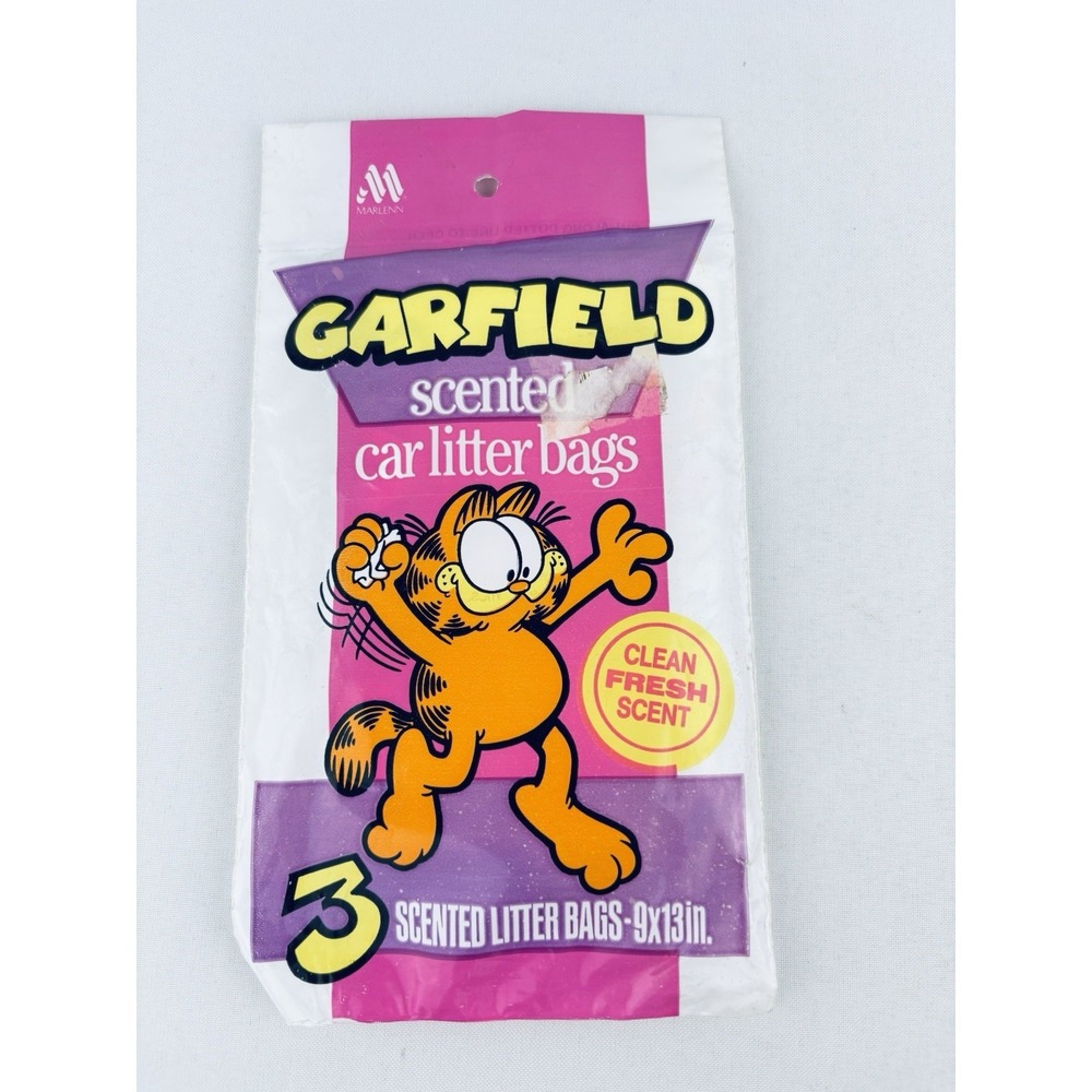 New sealed Vintage Garfield 3 Scented Car Litter Bags - NOS - 70s Air Freshener